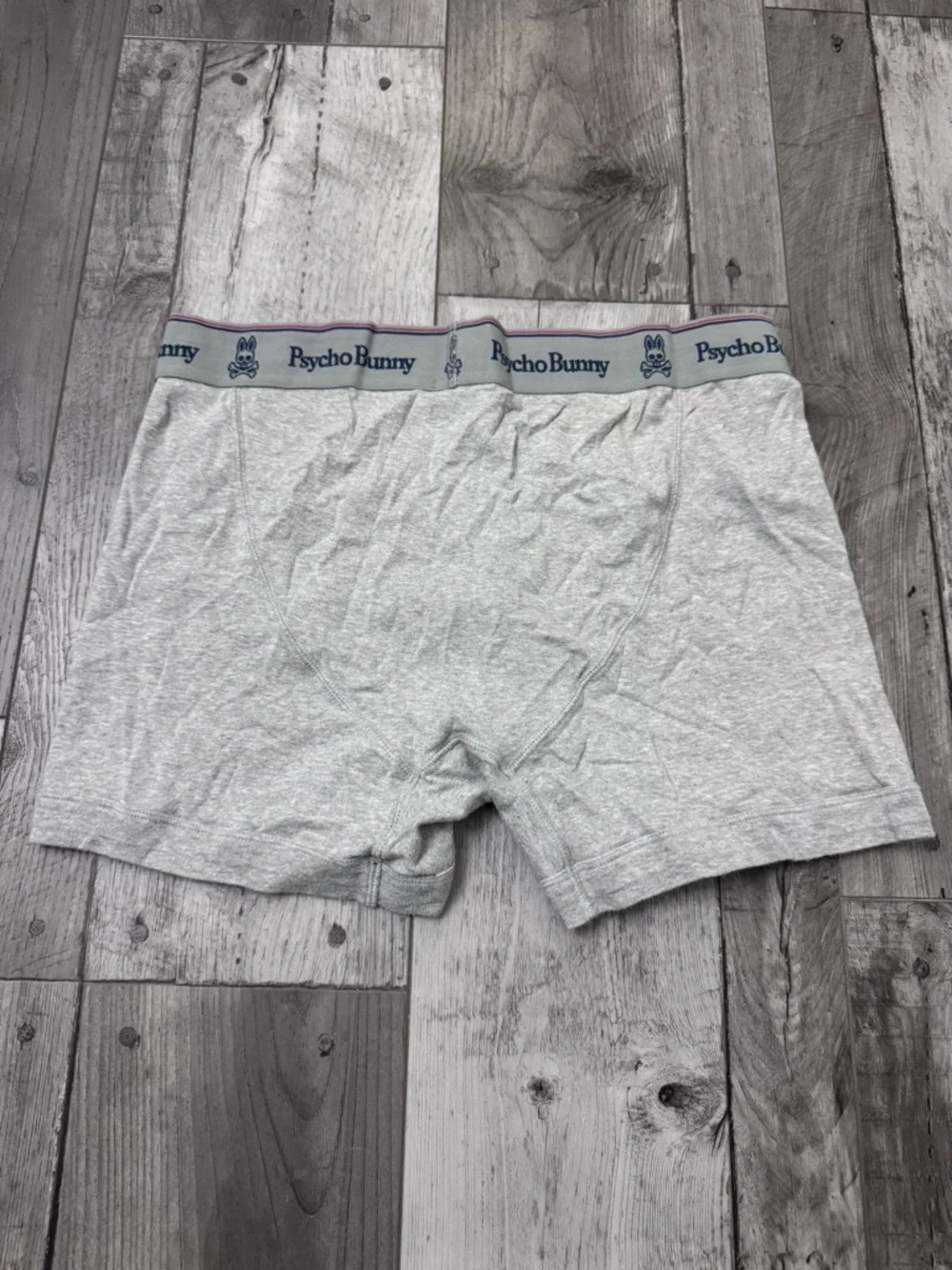 Psycho Bunny Light Gray Boxer Briefs with Navy Logo Waistband XL
